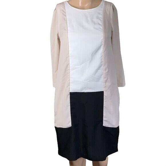 H&M Womens Sheath Dress Silky Lightweight Colorblock with Pockets Size 4 - Picture 1 of 9
